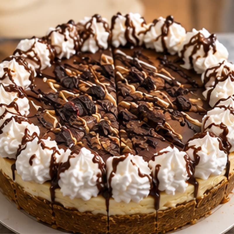 Rich chocolate cheesecake with deep, indulgent tones