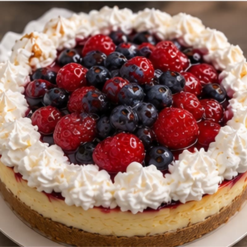 Cheesecake with vibrant fresh fruit topping